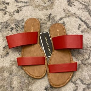 NWT Charles Albert Size 5 Red Flat Sandals